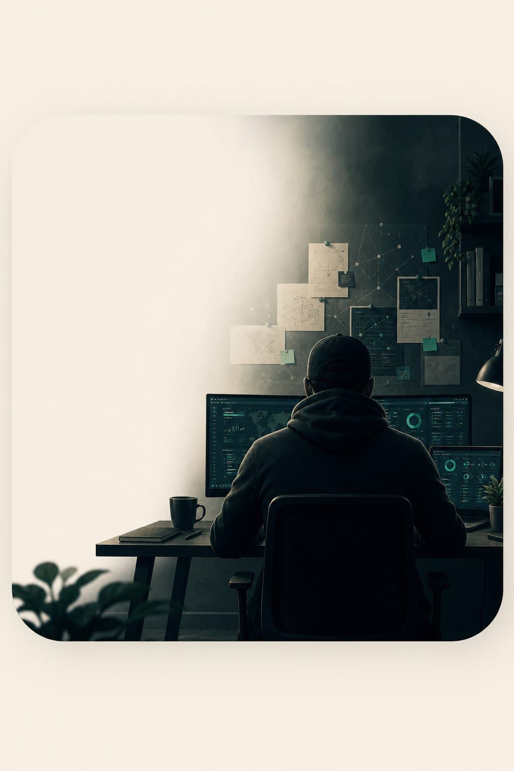 Anonymous trader figure at a desk, representing the real trading experience behind Trade Shortlist